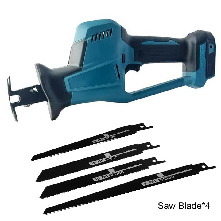 Fierastrau reciproc, 12V, 3600 taieturi pe minut, 4 lame incluse, greutate 3.5 lbs, maner ergonomic