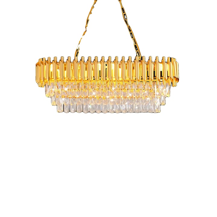 Lustra moderna din cristal, dimabila, 300W, 7 schimbabile, montare semi-flush