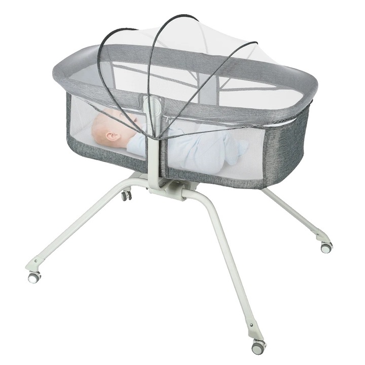 Leagan pentru bebelusi, gri, cu inclinare ajustabila, design usor, 9 kg