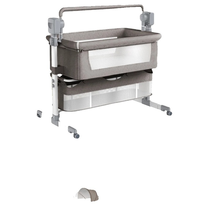 Patut bebe, design multifunctional, portabil si confortabil, gri deschis, 60x40cm