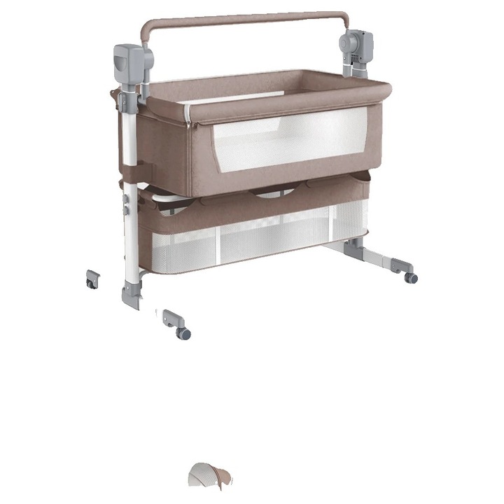 Patut bebe, design multifunctional, portabil si confortabil, 60x40cm, khaki