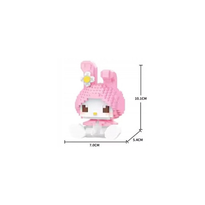 Фигурка Kuromi от блокчета, 10.1x7.0x5.4см, пикселен/блоков стил, за колекциониране, декоративна