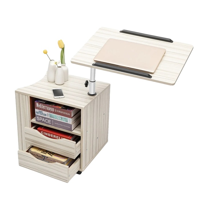 Noptiere, alb artar, 2 sertare, dimensiuni 50x40x52cm