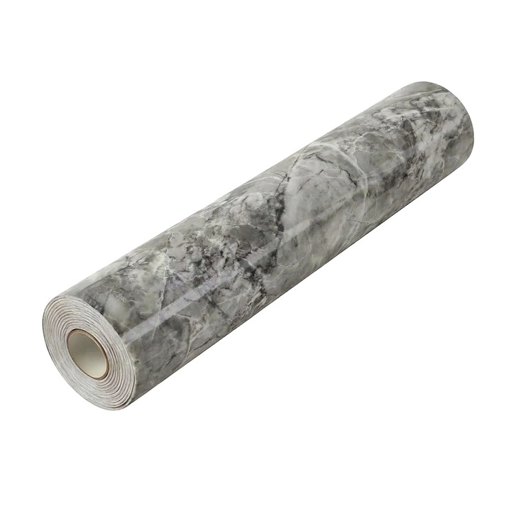Stickere decorative, textura marmura, gri deschis, 60x500cm