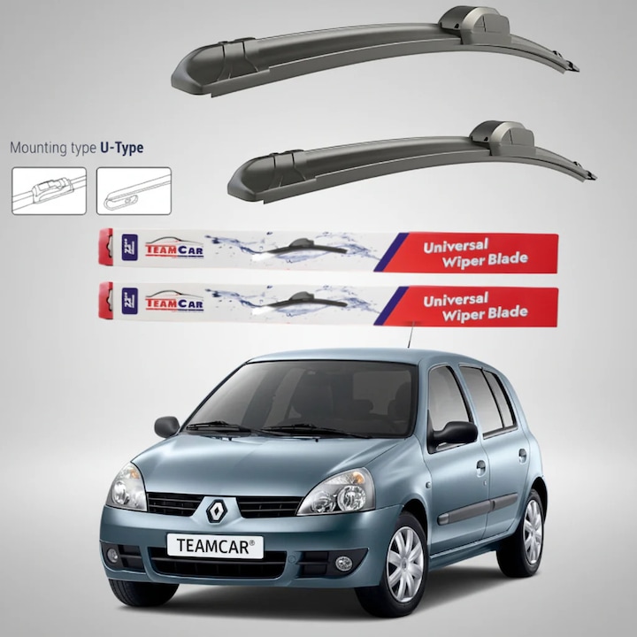 Stergatoare Renault Clio II Hatchback 5 Usi Facelift (2001–2005) TeamCar® – Flat, Set fata