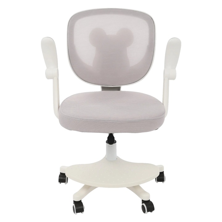 Детски офис стол, регулируема височина, ергономичен дизайн, светлосив, 36-46см