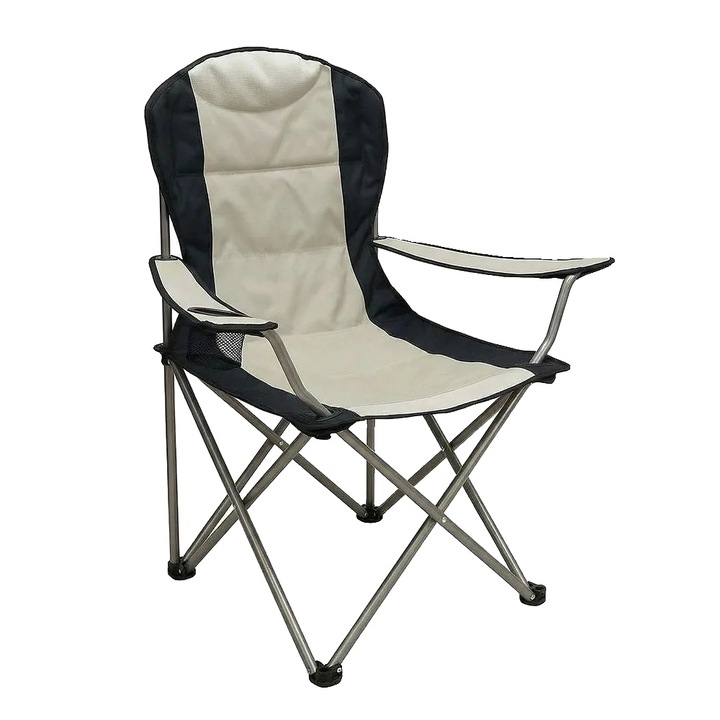 Къмпинг стол, сгъваем дизайн, здрава метална рамка, черен