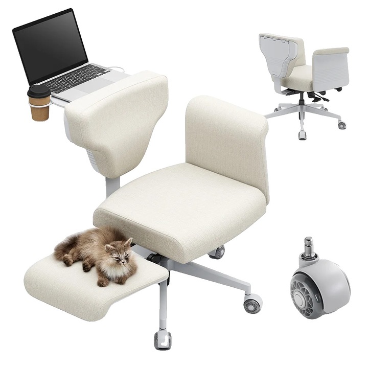 Офис стол, ергономичен дизайн, регулируем, оранжев, капацитет 136 кг