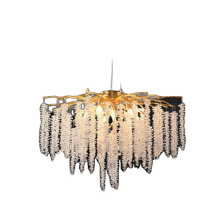 Lustra, stil modern, dimabil, 100-300W, cristal, montare semiflush