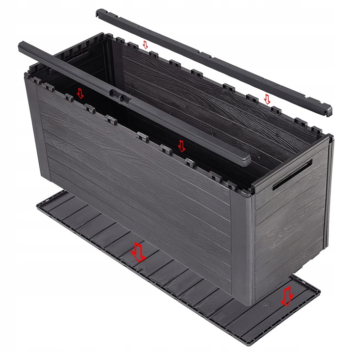 Laza de depozitare gradina, 280L, plastic durabil, rezistent la intemperii, cu capac inchis, pentru balcon