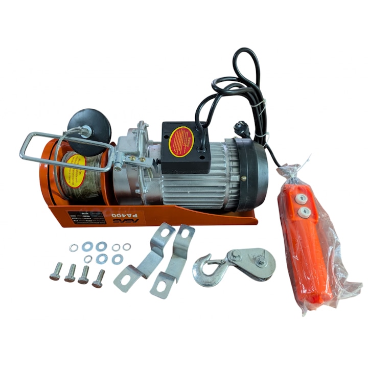 Macara electrica 600kg PA600, palan electric 1200W, 230V, ridicare 6m/12m, telecomanda, pentru atelier si santier