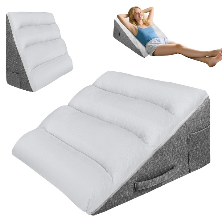 Perna Wedge, suport din spuma cu memorie, husa lavabila, 25D, 30x45cm