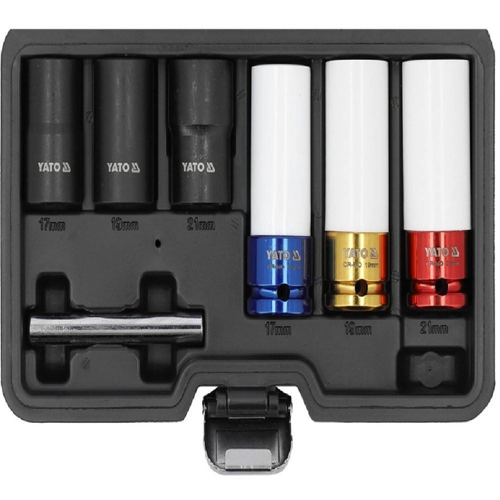 Set 6 tubulare impact pentru jante aliaj, 17, 19, 21 MM