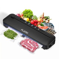 Aparat de vidat si sigilat alimente FLERO®, 120W, 75kpa, Functii vidare umed, uscata, vacuum, Panou de comanda tactil, 30.5 cm Bara de lipire, Cutter Incorporat, 10 Pungi incluse, Functie de Sigilare si Vidare Automata, Vacuumare, Culoare Negru