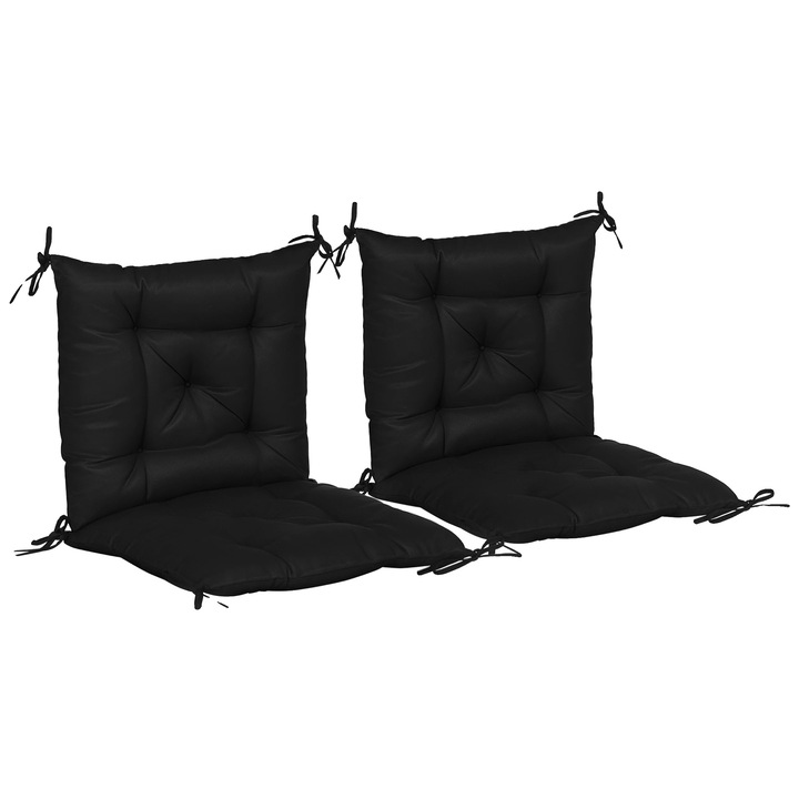 Perne decorative pentru scaune, 50x98x8cm, culoare neagra, set pentru mobilier de gradina