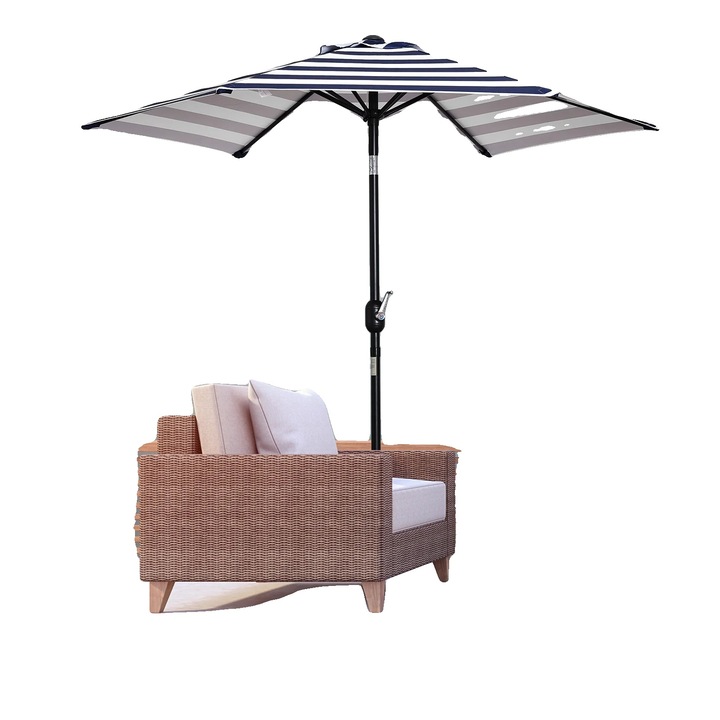 Umbrela de gradina, albastra si alba, 230x230cm, utilizare exterioara, asamblare usoara