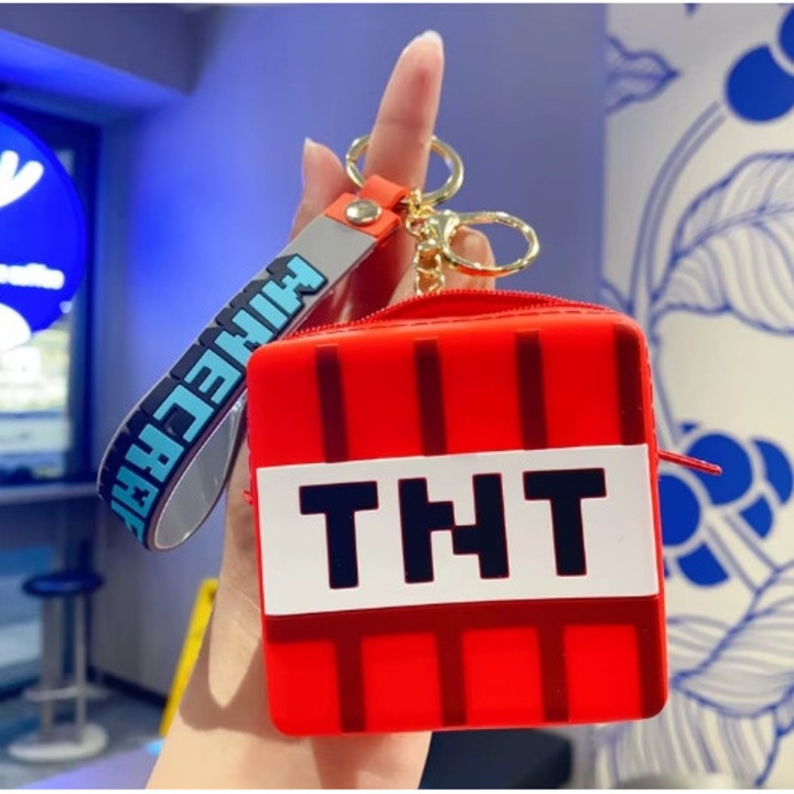 Minecraft 3D kulcstartó, pixeles design, többszínű, 10x5cm