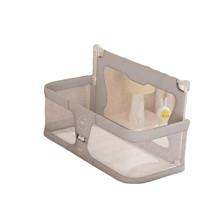 Bariera de pat pentru bebelusi, Design portabil, Instalare usoara, Gri