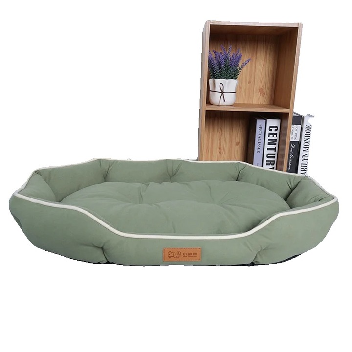 Легло за кучета, просторен дизайн, кадифен материал, зелено, XL