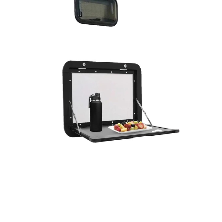 Masa pliabila din aliaj de aluminiu, dimensiuni 51x33cm, capacitate 20kg, montare pe RV, utilizare in aer liber