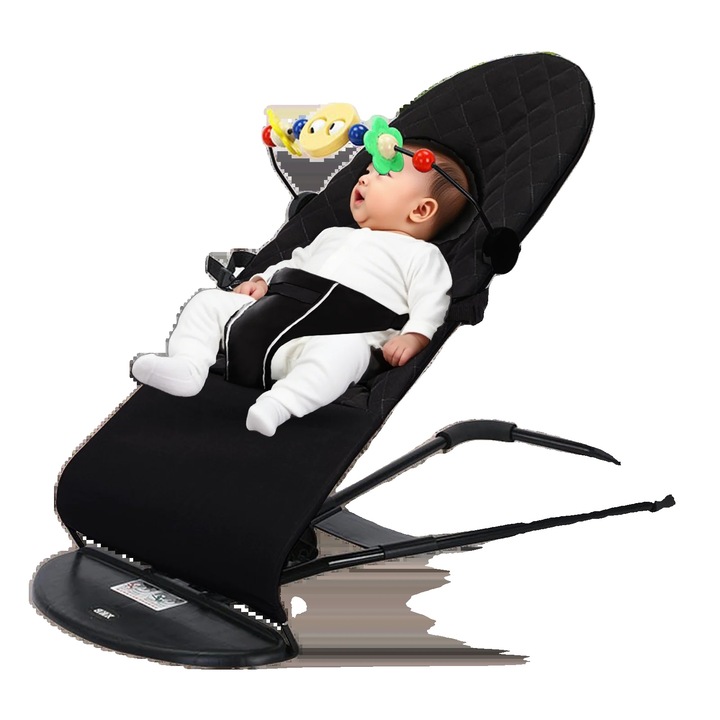Balansoar bebelusi, design pliabil, usor de curatat, negru, pentru sugari pana la 18 luni