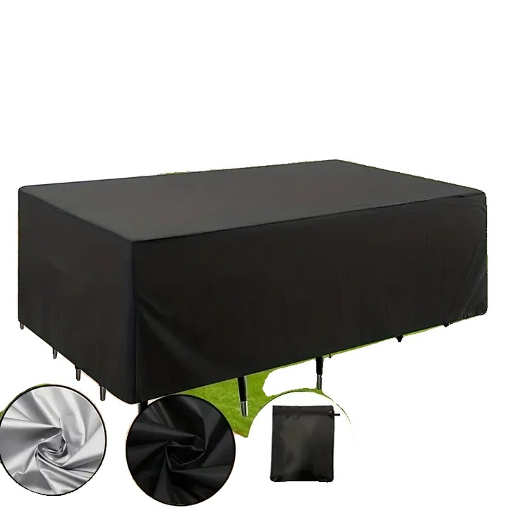 Husa pentru mobilier de gradina, neagra, 200x200x85cm, rezistenta la apa si UV, personalizabila