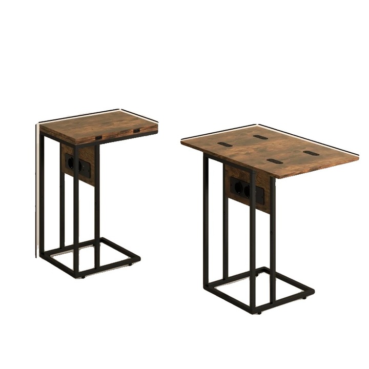 Mese laterale, design compact, statie de incarcare, maro, 1.35m set 2