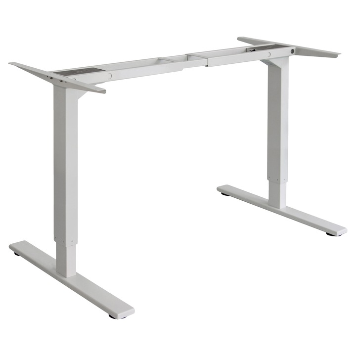 Cadru birou electric ajustabil, alb, doua sectiuni, inaltime ajustabila 23.4"-49", capacitate de incarcare 1000N