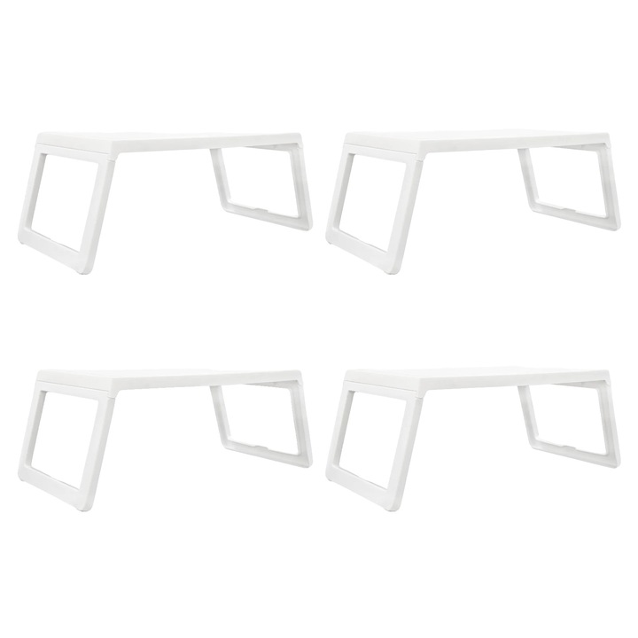 Tava de servire, design pliabil, utilizare versatila, alb, 68x36x27cm, set de 4 piese