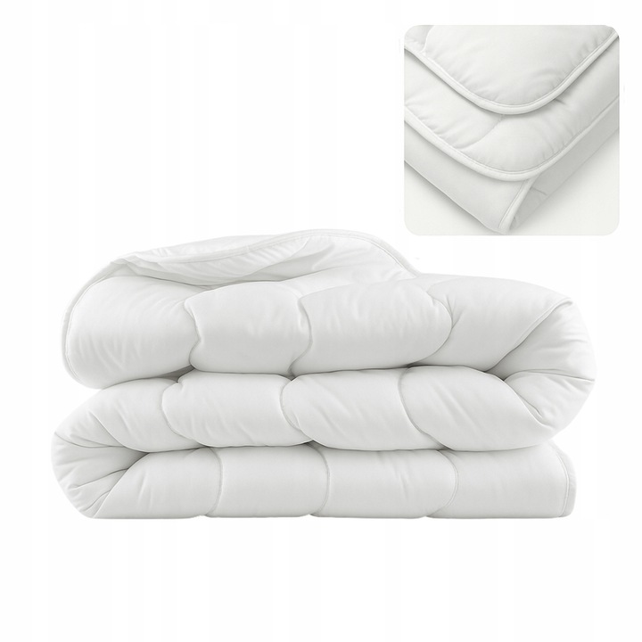 Pilota Siliconica Pat, KONEY, Calitate Superioara Pentru Tot Anul, Material Moale Si Antialergic, Usoara Si Confortabila, Ideala Pentru Casa Si Hotel, Rezistenta La Spalari Dese, Umplutura Siliconata Pufoasa, 200x220 cm, Alb