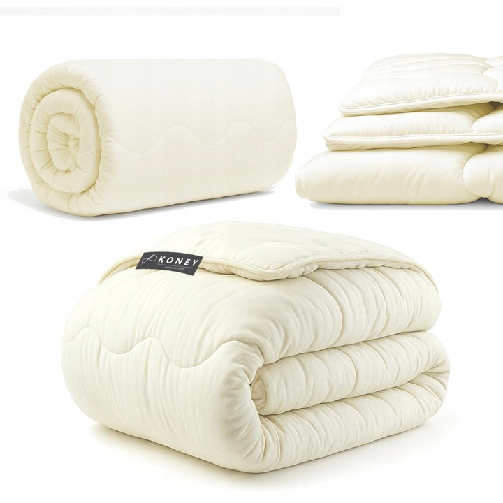 Pilota Lana Oaie, KONEY, Editie De Iarna, Proprietati Terapeutice Si Sanatoase, Foarte Calduroasa Si Pufoasa, Amestec Lana Si Silicon SilMED, Mentine Temperatura Constanta, Circulatie Maxima A Aerului, Calitate Premium, 160x200 cm, Ecru