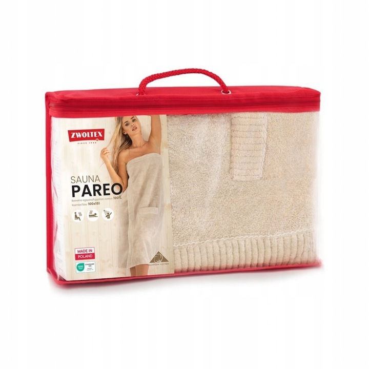 Pareo De Sauna Pentru Femei, Zwoltex, 100% Bumbac Egiptean, Gramaj 400 G/M2, Tehnologie Ultrasoft, Inchidere Reglabila Cu Nasturi Si Elastic, Buzunar Practic, Finisaj De Lux Din Velur, Ultra Absorbant Si Moale, Calitate Premium, 100x151 Cm, Bej