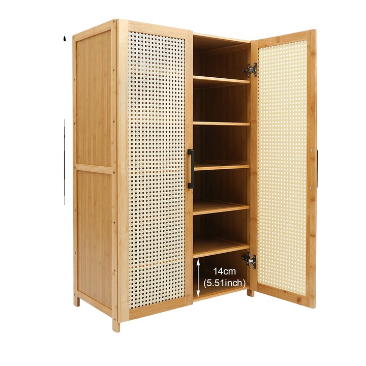 Dulap pantofi, 6 niveluri, constructie robusta, culoare lemn, dimensiuni 6x1x1m