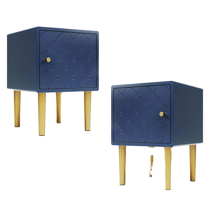 Noptiere, design elegant, utilizare versatila, albastru inchis, 50x40x60cm