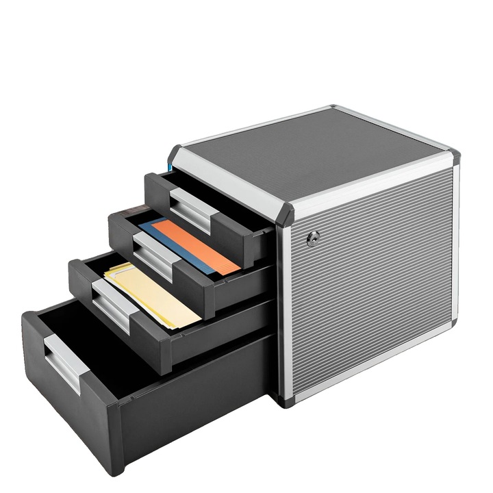 Suport articole birou, 4 straturi, argintiu, dimensiuni potrivite pentru birou