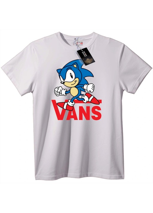 Tricou Sonic x Vans în negru, Alb