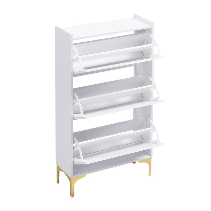 Cipősszekrény, háromszintes kialakítás, fém lábak, sokszínű, 30x45x100cm