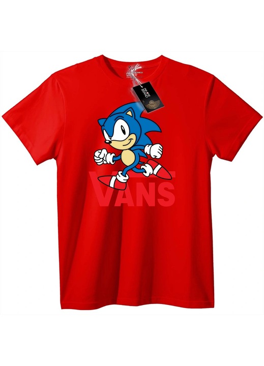 Tricou Sonic x Vans în negru, Rosu