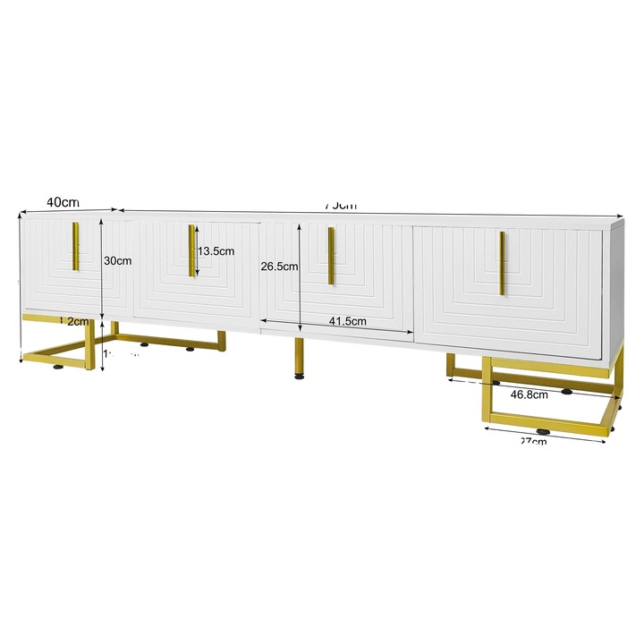 Comoda TV, design modern, spatiu generos de stocare, alb, 170x40x45.5cm