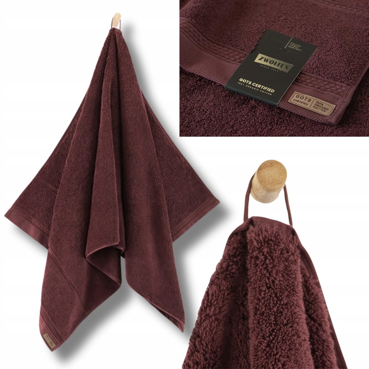 Prosop de baie premium, Zwoltex, QUEEN, 100 x 150 cm, Bordo, Bumbac organic egiptean, 650 g/m², absorbtie superioara, moale, pufos, durabil, agatatoare inclusa, elegant, Certificat GOTS si OEKO-TEX