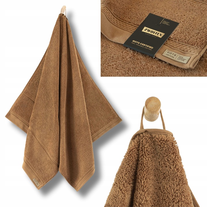 Prosop de baie premium, Zwoltex, QUEEN, 70 x 140 cm, Maro Deschis, Bumbac organic egiptean, 650 g/m², standard GOTS, absorbtie rapida, catifelat, pufos, rezistent, agatatoare, elegant, Certificat OEKO-TEX