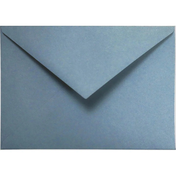 Set de plicuri decorative in culori patrate, Netuno, Materica, C6, 114x162mm, Lipire umeda, V-tip, 120g/m2, Hartie, Albastru, 25 buc