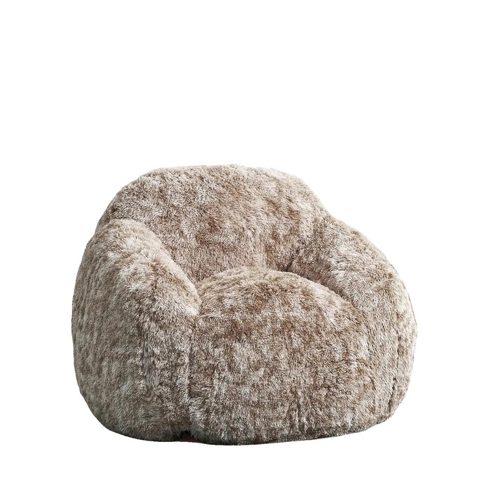 Babzsákfotel, támasztó kialakítás, bolyhos anyag, kávé színű, 37x37.8x25.59 hüvelyk