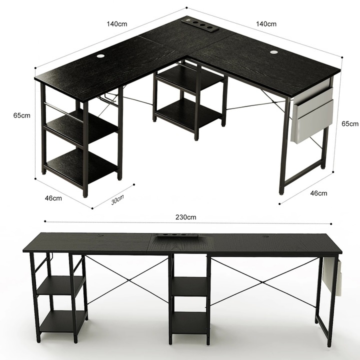 Birou, design in forma de L