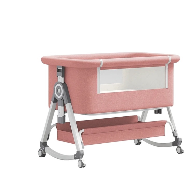 Babaágy, állítható magasságú, rózsaszín