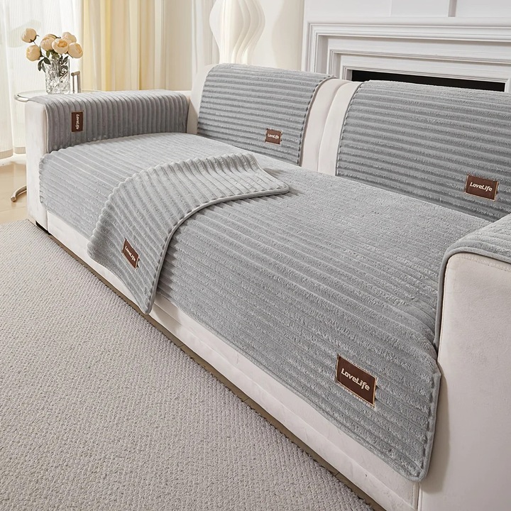 Cuvertura pentru canapea, design elastic, gri deschis, 90x160cm