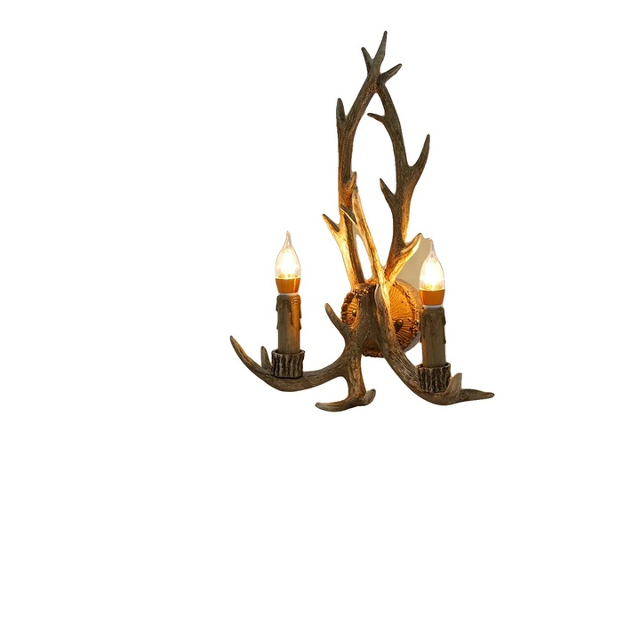 Fali lámpa, 2 db 5W LED izzó, 3-5m, szarv design, gyanta, falra szerelhető