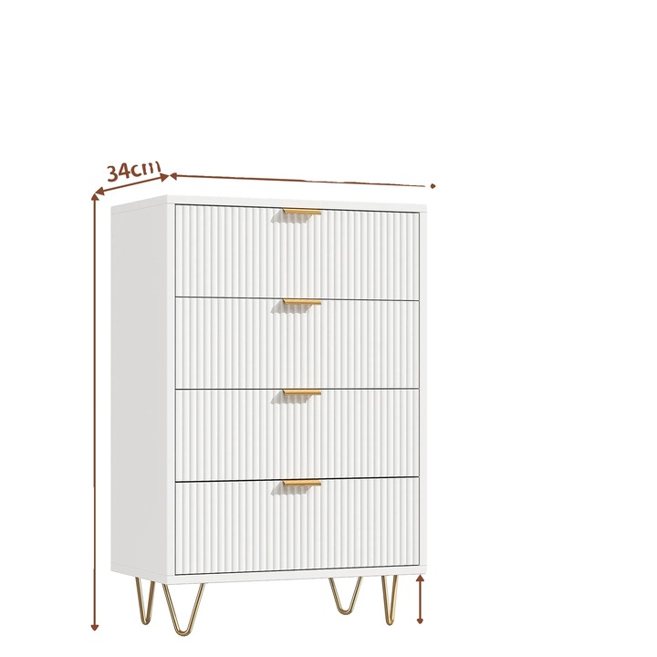 4 fiókos komód, modern minimalista design, nagy tárolókapacitás, fa