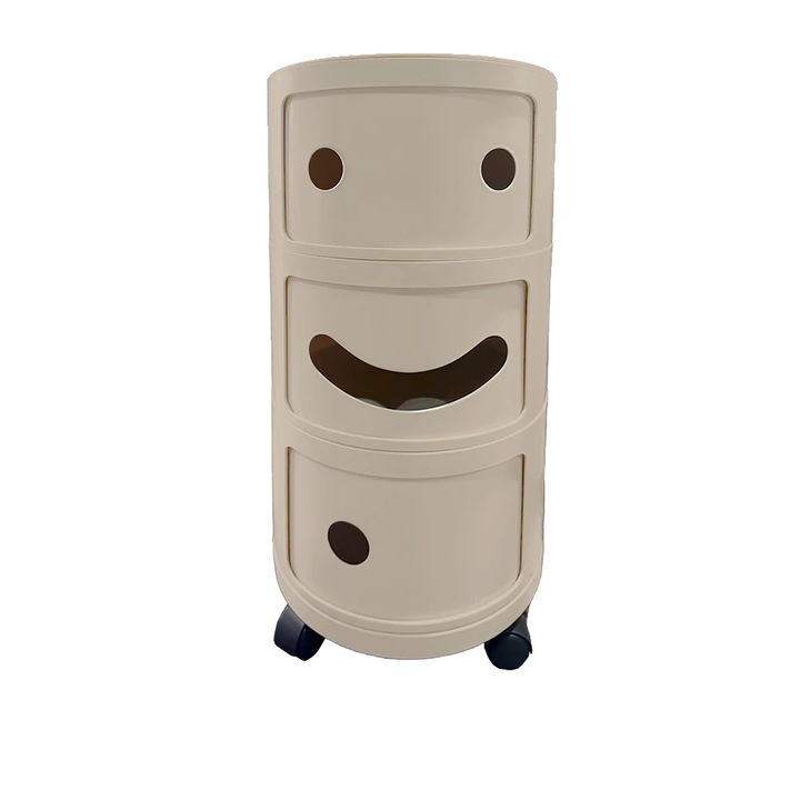 Noptiere, design minimalist modern, 3 sertare, bej, 58cm