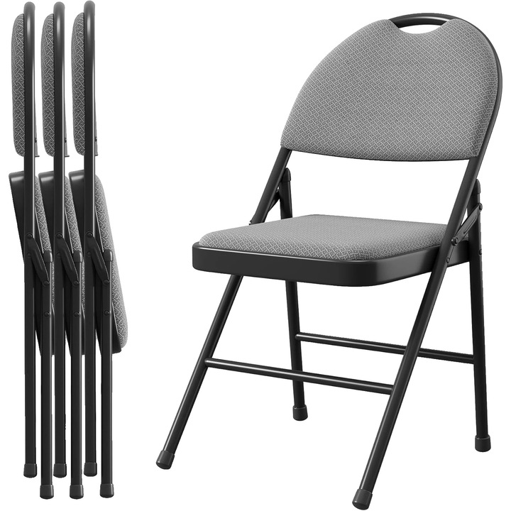 Scaune pliabile, metal de inalta calitate, tapiterie din piele PU, 32x46x36cm